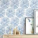 Safiyya 393"x17.3" Peel and Stick Wallpaper Blue and White Contact Paper Geometric Wallpaper Self Adhesive Removable Wallpaper for Bedroom Covering Vinyl Rolls