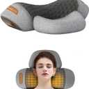 3-in-1 Neck Massager Pillow with Heating & Traction & Vibration, 3D Ergonomic Cervical Pillow for Neck Back Shoulder Pain Relief,Light Grey
