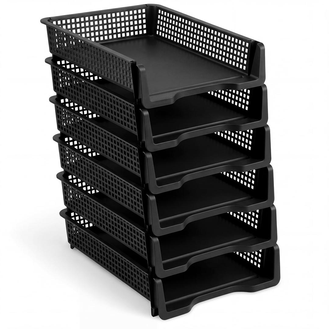 Geetery Turn in Trays Classroom, Black, Set of 12