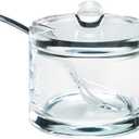 J&M DESIGN Clear Acrylic Sugar Bowl With Lid And Spoon For Coffee Bar Accessories, Cereal Bowls, Tea, Kitchen Countertop Canisters & Baking - 8 oz Container Jar Dispenser Holder - Dishwasher Safe