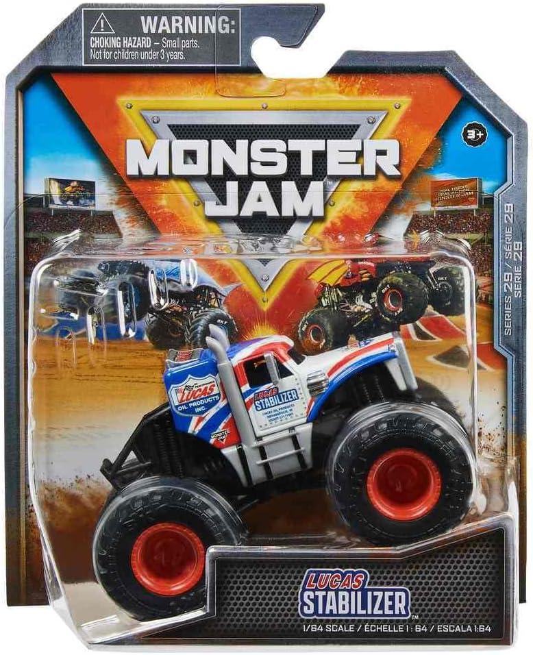 Monster Jam 2023 Spin Master 1:64 Diecast Truck Series 29 Arena Favorites Lucas Stabilizer, Pack of 4