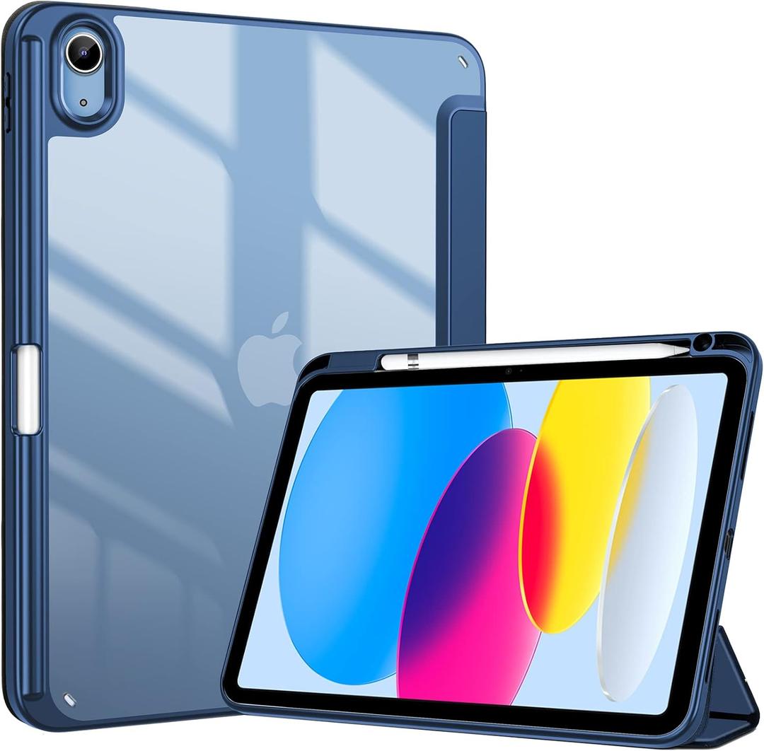 ProCase for iPad (A16) 11th Generation 11 Inch 2025/10th Generation 10.9 Inch 2022 Case with Pencil Holder, Hybrid iPad 11 10 Case with Clear Back, Supports Auto Wake/Sleep -Navy