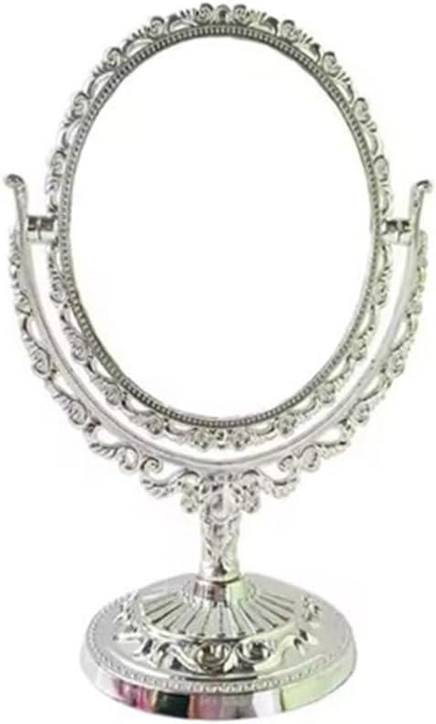 Makeup Mirror, Retro Double Sided Tabletop Vanity Mirror, Oval Swivel Desktop Stand Mirror, 360 Degree Rotation Vintage Two-Sided Makeup Mirror