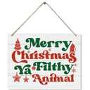 Merry Christmas Signs, Merry Christmas Ya Filthy Animal Sign, Fun Holiday Decor, Fun Holiday Sign, Farmhouse Winter Decor, Rustic Winter Decor, Christmas Hanging Wooden Sign, 15X11.4 Wooden Decor Sign