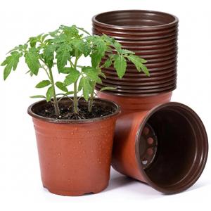 Delxo 50Pcs 6" Reusable Plastic Nursery Pots, Waterproof Planter Pots with Drain Holes, Indoor Seedling Starter Pots for Plants, Gardening, Red
