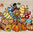 Thanksgiving Front Door Mat Outdoor Entrance, Football Pumpkin Turkey Welcome Doormat Washable Non-Slip Rubber Backing,Thanksgiving Vintage Home Decorations Harvest Porch Decor Rug for Home