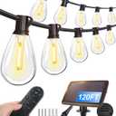 Tenmiro 120FT Solar Outdoor String Lights with Remote and 32+2 LED Shatterproof Bulbs Dimmable & Timing 3 Light Modes Solar Patio String Lights for Cafe, Garden, Deck, Outside Wedding Last for 10+Hrs