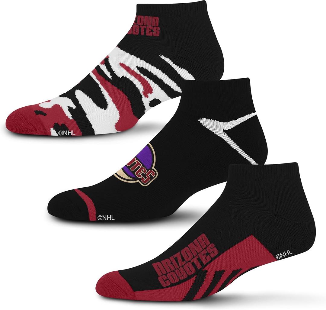 For Bare Feet Men's Camo Boom 3 Pack Ankle Sock (Large, Team Color)