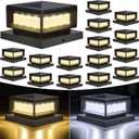 Mlambert 16 Pack Solar Post Cap Lights Outdoor, Waterproof Deck Fence Post Light for 4x4 Wood/Vinyl Posts, 6x6 Wooden Posts, Cool/Warm Lighting, Black