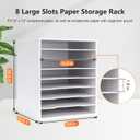 Krafetto Scrapbook Paper Storage Organizer Rack for Holding 12 x 12 Paper Storage Pouch, 8 Large Slots Desktop Papers Organizer Holder, File Sorter for Home Office School, 14 inches x 12.8 inches x 16.4 inches