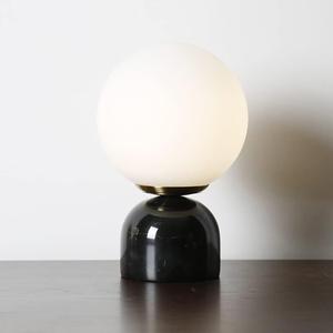 Meefad Globe Bedside Lamp, Modern Cute Night Light with Glass Shade, Marble Base, Small Table Lamp for Bedroom  Green