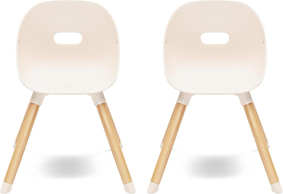 Lalo The Play Chair, Wooden and Non-Toxic Plastic Kids and Toddler Chair - Sturdy Bucket Seat and Easy to Clean Kids Chair with up to 200 lb. Weight Capacity, Set of 2 - Grapefruit