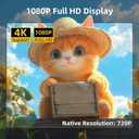 Mini Projector, Portable Projector 4K & Full HD 1080P Support, 270 Rotation Outdoor Projector, Movie Projector Compatible with Smartphone, TV Stick, Laptop, PS4, HDMI, USB