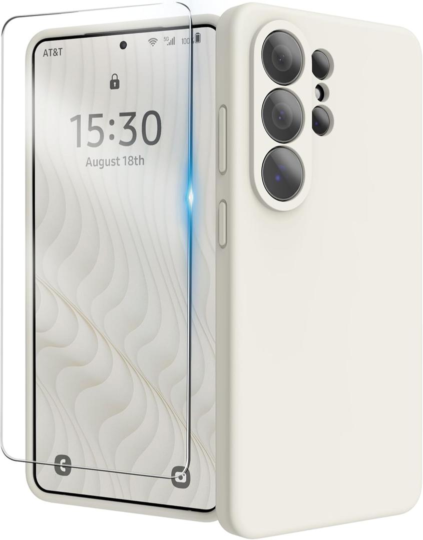 for Samsung Galaxy S26 Ultra Case, Liquid Silicone Cover with Camera Protection Anti-Scratch Soft Microfiber Lining Shockproof Protective Phone Case for S26 Ultra 6.9", Cream