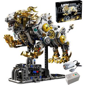 CSNRHG Mechanical Lion Building Block Toy Set Futuristic Mechanical Beast Model with Movable Parts & Gears Premium Mechanical Building Kit with Display Stand and Motor Ideal Gift for Boys & Adults