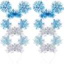 6 Pcs Winter Snowflake Party Favors Headband with Snowflake Boppers Headdresses White Blue Navy Blue Headdresses for Winter Themed Wonderland Party Supplies Holiday Supplies