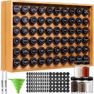Mifoci 60 Jars Bamboo Spice Rack Organizer, Wall Mounted or Countertop