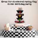 3-Tier Race Car Theme Cupcake Stand Racing Birthday Party Decoration Round Cardboard Cupcake Stand for Cars Birthday Decorations Race Car Party Supplies