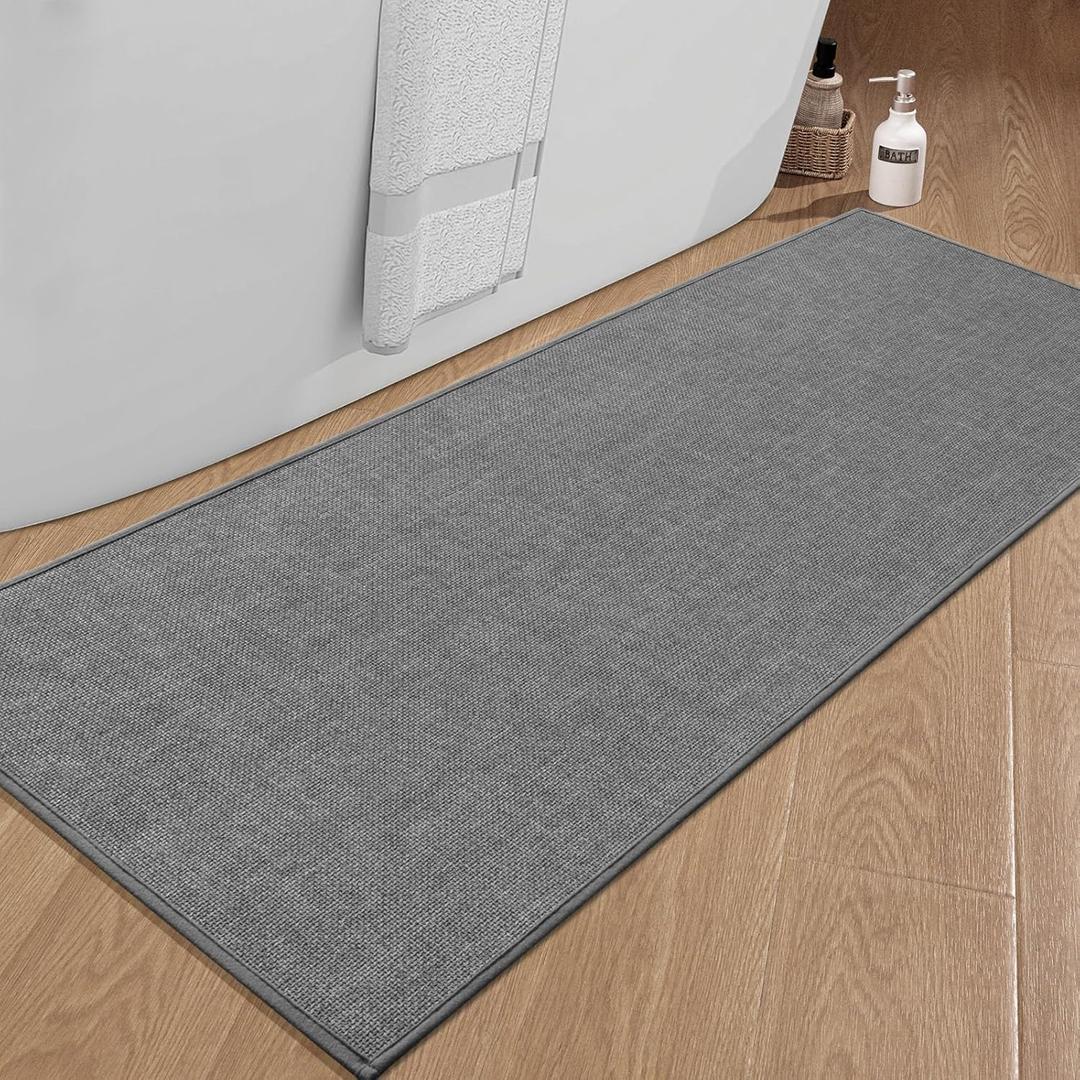 chakme Bathroom Rugs Mat 59x25, Ultra Thin Non Slip Bath Mat Large Quick Dry Absorbent Bath Mat for Bathroom Floor, (Dark Grey, 59"x25") (2' x 4'11" (Rectangular))