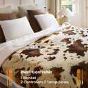 Cow Print Electric Heated Blanket Queen-Dual Control Heating Blanket Queen Size with 10 Heat Levels & 10 Hours Auto-Off, Cozy Soft Fleece Sherpa, Washable, 84x90 Inche Cow Print Apricot (05 - Apricot Ombre-khaki)