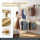 Gold Pipe Clothing Racks Wall Mount Gold Clothes Rack, Heavy Duty Industrial Pipe Clothes Racks Retail Display Hanging Rod for Closet Storage, Laundry Room