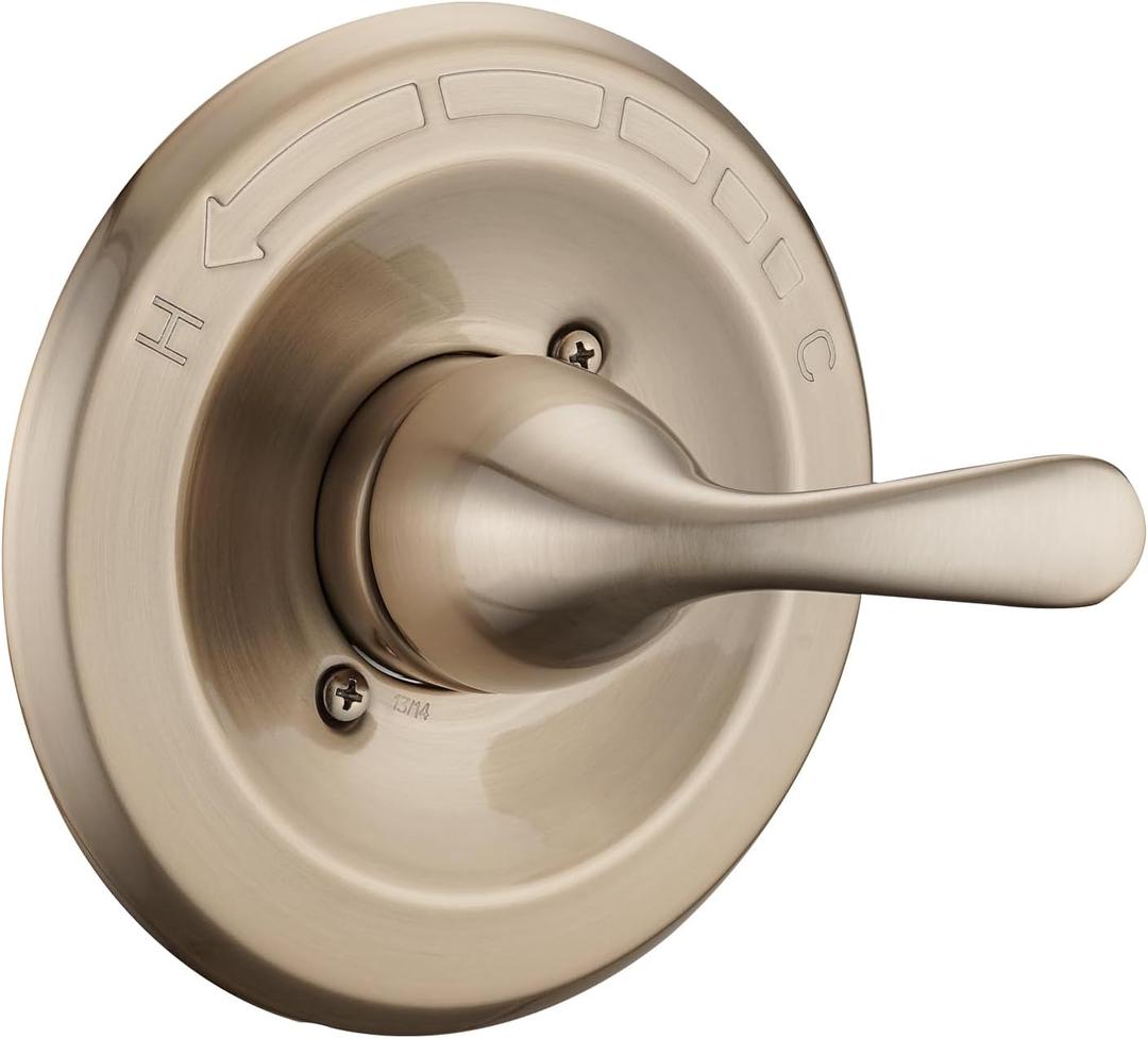 Shower Trim Kit Compatible with Delta 13/14 Series, Shower Cover Plate with Handle, Warm Champagn Gold, Shower Cover Plate with Handle (Valve& Catridge Not Inclued)