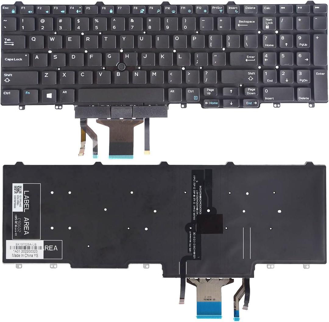 Replacement Keyboard with Backlit and Trackpoint Compatible with Dell Latitude E5550 E5570 E5580 E5590 E5591 5550 5570 5580 5590 5591,Precision 3510 3520 7510 7520 7710 7720