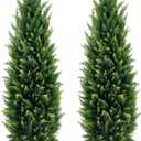 6ft Artificial Topiary Trees Beautiful Realistic Faux Cedar Pines UV Protection for Indoor Outdoor Front Porch Decorate- Set of 2