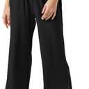 26"/28"/30" Inseam Womens Wide Leg Sweatpants Petite High Waist Summer Pants UPF50 Lightweight Beach with Pocket Split Leg (Medium, Black)