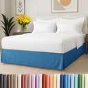 Pleated Bed Skirt King Size - 3 Sided Pleated Bed Skirt King - Soft, Easy Fit with 12 Inch Tailored Drop - Hotel Quality, Wrinkle Free & Fade Resistant - for Women, Men, Kids and Teens - Denim Blue