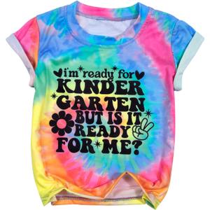 First Day of Kindergarten Shirt Toddler First Day of School Tee Boy Girls I'm Ready for Kindergarten Tops