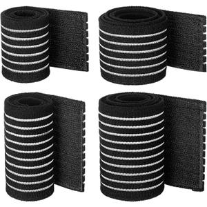 Geiserailie Ice Pack Strap Stretchable, 4 Size Elastic Reusable Ice Belt Extender, Adjustable Hook and Loop Extension Straps Add Length to Most Hot Cold Therapy(4 Pcs,Black)