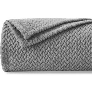 NEWCOSPLAY Super Soft Throw Blanket Grey Premium Silky Flannel Fleece Leaves Pattern Lightweight Bed Blanket All Season Use (Grey, Throw(50"x60"))