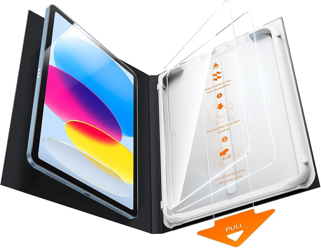 SMARTDEVIL 2 Pack Screen Protector for iPad A16 11th/10th Generation (11/10.9 Inch, 2025/2022) with Easy-Install Tray[Military Grade Shatterproof] 9H+ Hardness Tempered Glass, Dust & Bubble Free