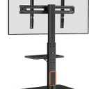 Perlegear Floor TV Stand with Power Outlet, Universal TV Stand for 32-75 inch TVs up to 110 lbs, Height Adjustable Standing TV Mount, Tall TV Mount with Wood Base, Max VESA 600x400mm, PGFS06