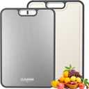 Titanium Cutting Board for Kitchen, Cutting Board Double Sided Food Grade, Pure Titanium and Wheat Straw PP, Easy to Clean Large Size 15.5x10.5 Inch