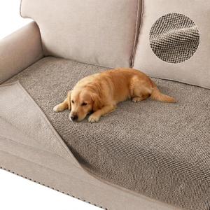 Turquoize Dog Couch Cover Non Slip Chenille Sofa Cover for Dogs Thick Soft Pet Couch Covers for Sofa Washable Couch Cushion Covers for Pets Fuzzy Sofa Furniture Protector (35" x 74", Taupe)