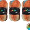 golo Wool Yarn for Hand Weaving 100g X 3 Cachemire Multicolor Rainbow Yarn