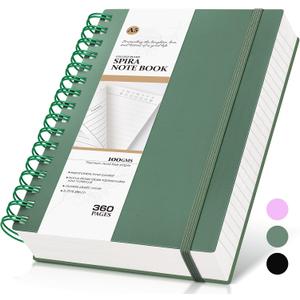 MUAHLIUB Spiral Notebook Journal,360 Pages College Ruled Notebook, Lined Thick Journals for Women Men,A5 Thick Spiral Journal for Writing,100GSM Paper, Spiral Notebooks for Work School 5.5"x8.5" Green