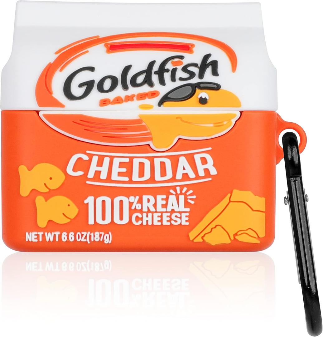 Oqplog for AirPod Pro 2019/Pro 2 Gen 2022 Case Food Cover for AirPods Pro Silicone Cases Air Pods Pro Cute Funny Cartoon 3D Kawaii Fun Soft Cool Unique for Girls Boys Teen Girly (Gold Fish Cookie)