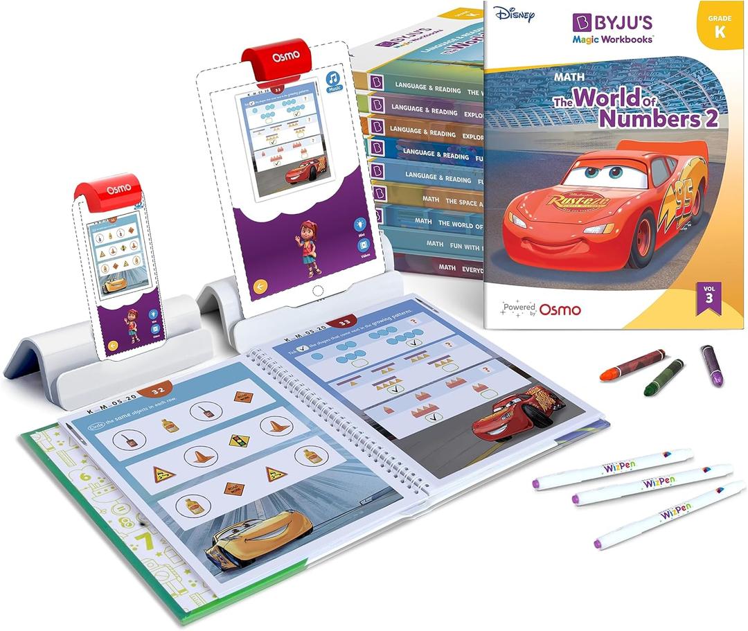 2 PACK BYJU’S Learning Kit: Disney, Kindergarten Premium Edition for iPhone & iPad (App + 10 Workbooks) Ages 4-6 - Featuring Disney & Pixar Characters-Letter Sounds, Sight Words & Numbers-Osmo base included