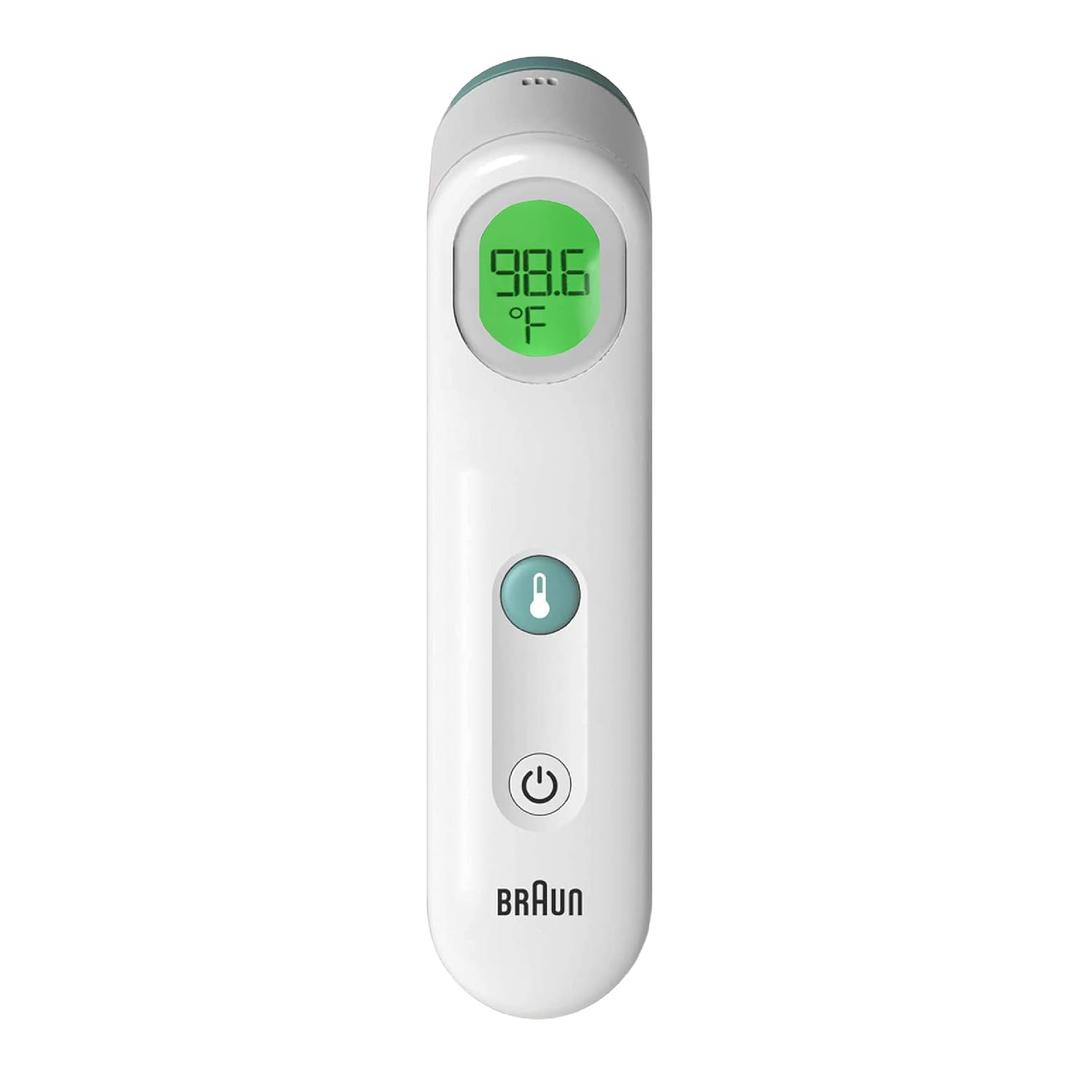 Braun Sensian Contact 5 Forehead Thermometer - Gentle Digital Thermometer with Professional Accuracy and Color Coded Temperature Guidance for All Ages, FSA and HSA Eligible (1 Count, Green,Yellow)