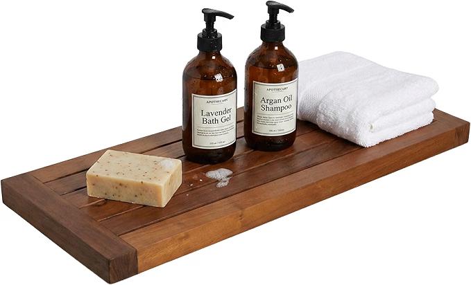 AquaTeak Moa 24" Teak Floating Shelf, Wall Mounted, Holds Up to 10 lbs