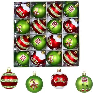 Fanfantoey Christmas Balls Ornaments Set, 16Pcs 2.4 Inch Christmas Tree Ornaments, Red Green White Shatterproof Christmas Tree Balls for Xmas Decorations