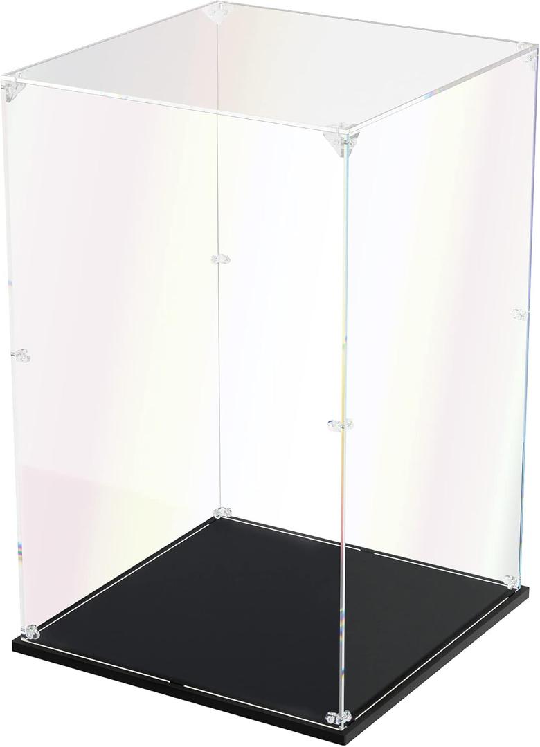 Clear Acrylic Display Case, Self-Assemble Showcase for Collectibles, Action Figures, Dolls- Alternative Glass Box for Commemorative Gifts (10x10x15.7inch, 25x25x40 cm)
