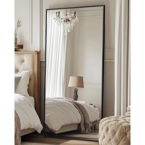 Antok Full Length Mirror, 58"x21" Floor Mirror, Floor Standing Freestanding Full Body Mirror with Stand for Bedroom, Hanging Mounted for Living Room Cloakroom, Black