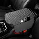 Car Center Console Cover, Upgraded Microfiber Leather Car Arm Rest Cover with 2 Storage Bags, Universal Armrest Cover for Car Storage Box Car Interior Accessories Protector for Most Vehicle-Gray