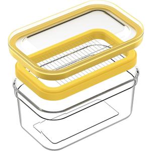 UNIVIVO Plastic Butter Cutter Slicer, Large Airtight Butter Dish Container with Lid for Fridge, Easy to Cut & Store