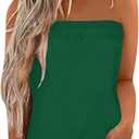 IWOLLENCE Women's Floral Tube Tops Casual Summer Backless Strapless Top Sleeveless Bandeau Tanks Shirt (XX-Large, C Dark Green)