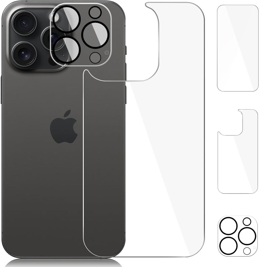 2 x [3 Pack] Screen Protector for iPhone 15 Pro Max,Camera Protector, iPhone 15 Pro Max Front and Back Screen Protector Tempered Glass Protective Film(6.7")